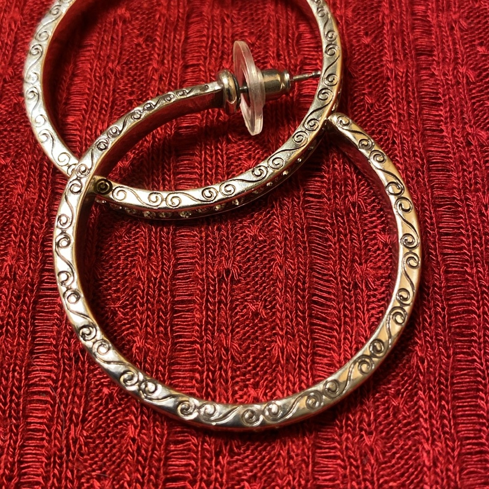 Brighton Pierced Post Hoop Earrings with Crystals - Picture 2 of 13